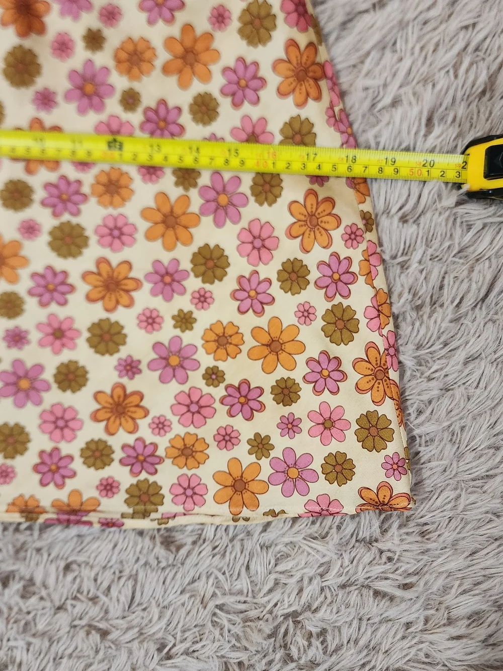 Cotton Candy Cream Mini Skirt with Pink & Orange Floral Print